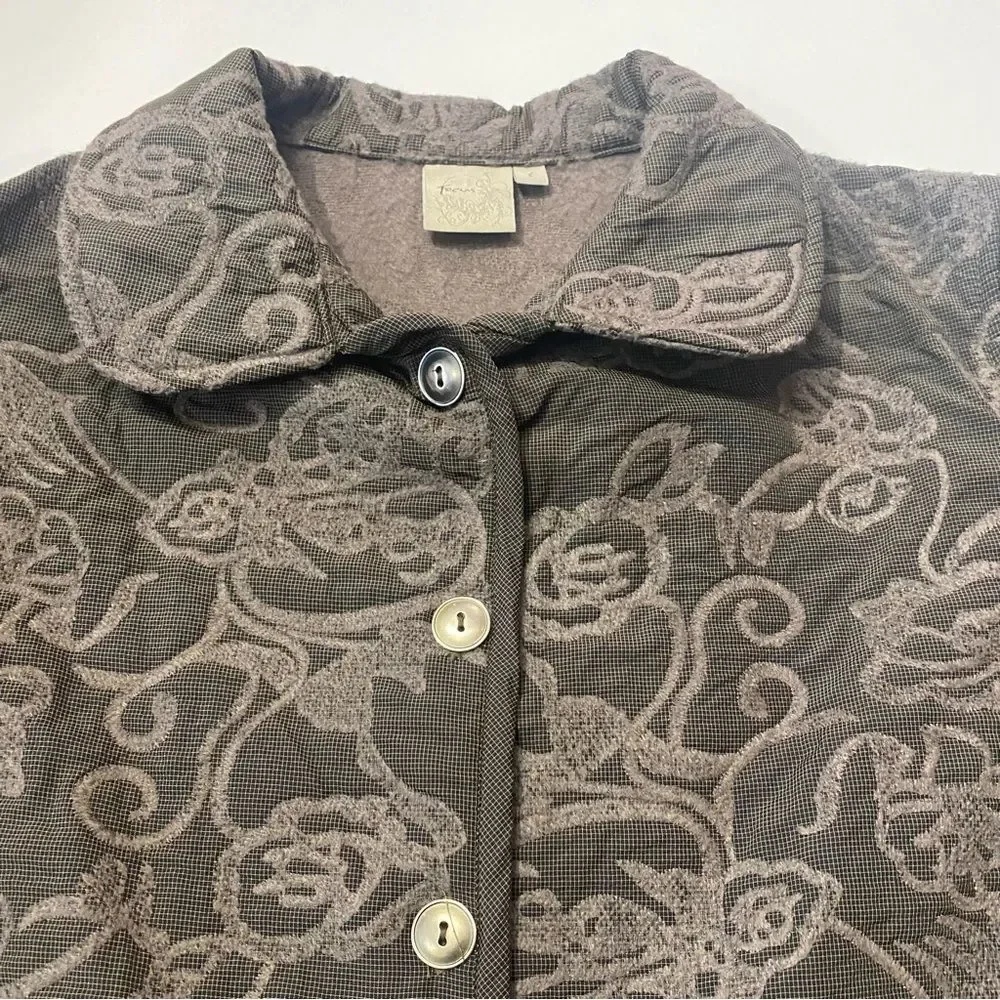 Focus Textured Tapestry Button Down Collared Jacket/Blazer Women's Size Small